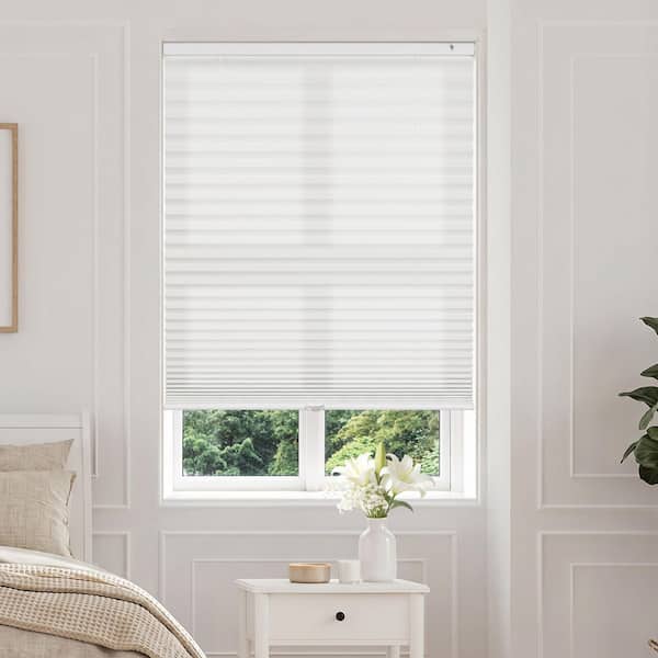 White EZ Fit Cordless Light Fitlering No Drill No Tool Polyester Pleated Shade - 32.5 in. W x 64 in. L