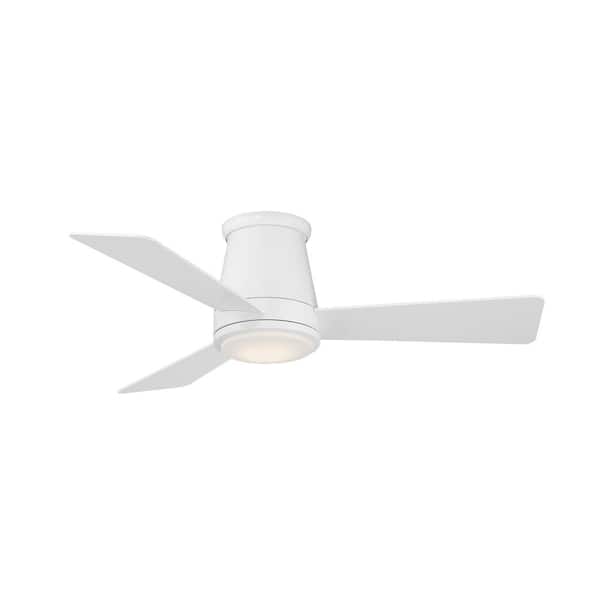 Wac Lighting Hug 44 In 3000k Integrated Led Indoor Outdoor Matte White Smart Compatible Ceiling Fan With Light Kit And Remote F 036l Mw The Home Depot - 44 Inch Flush Mount Outdoor Ceiling Fan With Light