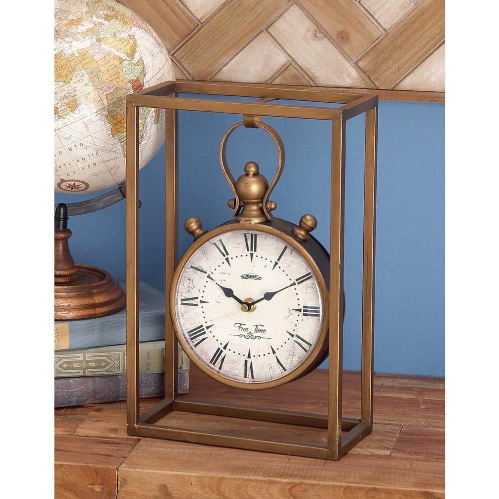 Brass Table Clock Antique Nautical Home & Office Gift, Silent