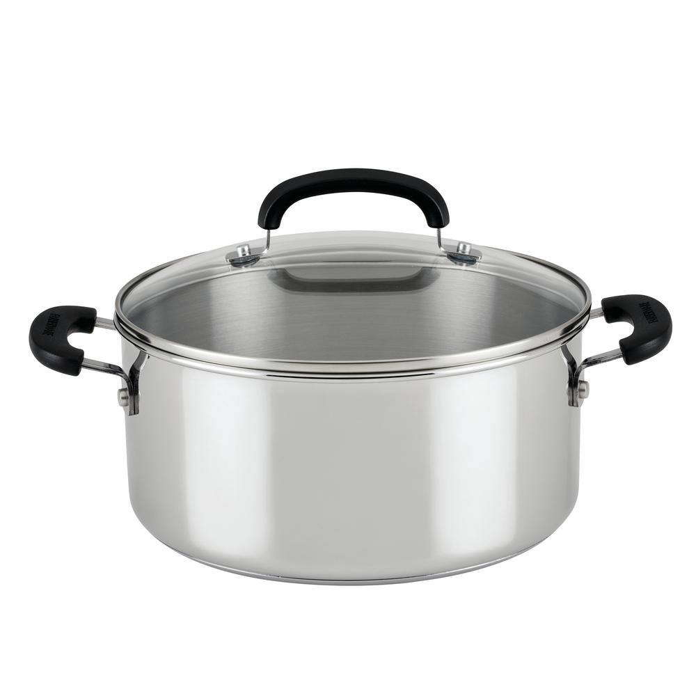 Farberware Brilliance 5 Qt. Round Stainless Steel Dutch Oven In Silver 