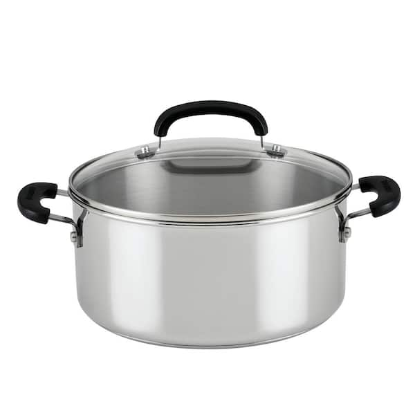 Farberware Brilliance 5 qt. Round Stainless Steel Dutch Oven in Silver ...