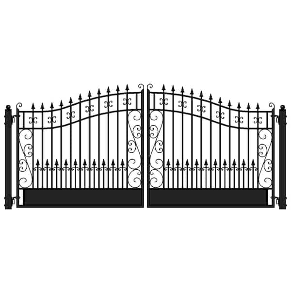 ALEKO Venice Style 16 ft. x 6 ft. Black Steel Dual Driveway Fence Gate