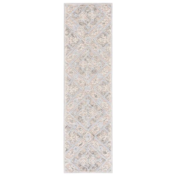 SAFAVIEH Trace Beige/Silver 2 ft. x 8 ft. Trellis Runner Rug TRC802B28 The Home Depot