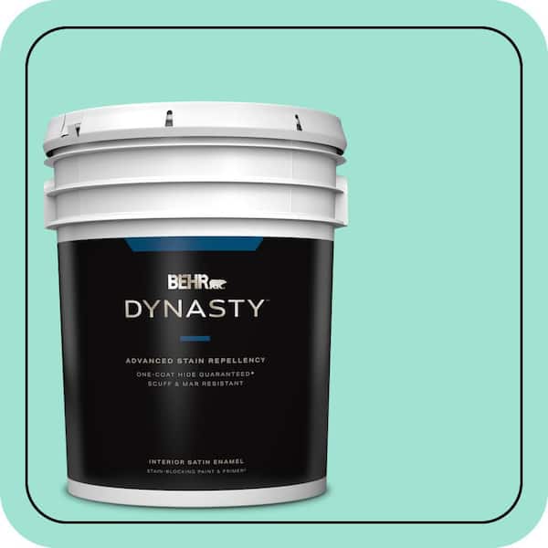 BEHR DYNASTY 5 gal. #P430-2 Aqua Wish Satin Enamel Interior Stain-Blocking Paint & Primer