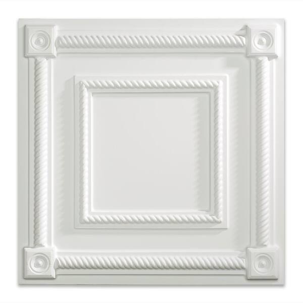 Fasade Coffer 2 ft. x 2 ft. Vinyl Lay-In Ceiling Tile in Matte White