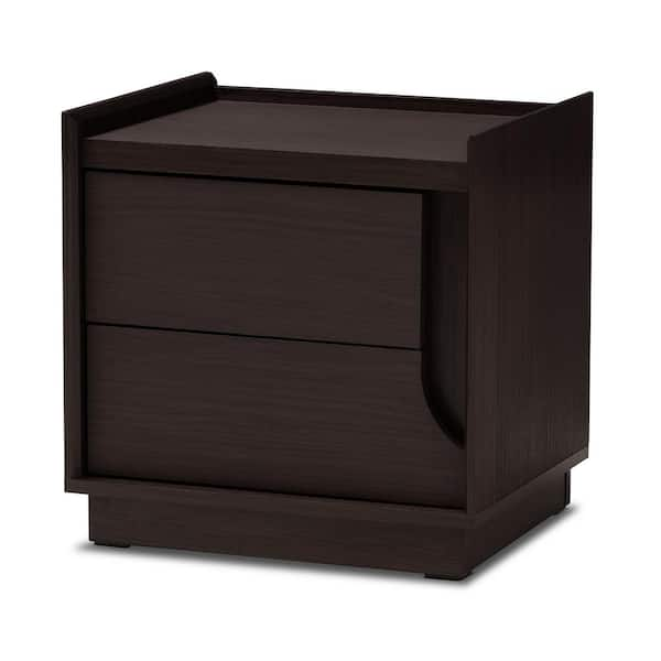 Baxton Studio Larsine 2 Drawer Wenge Brown Nightstand 148 8261 HD