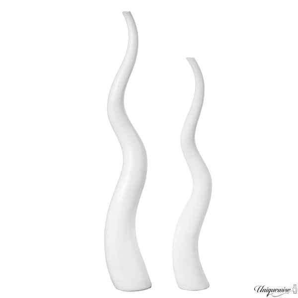 Uniquewise 51" Tall Animal Horn Shape Floor Vase: Elegant Ceramic White Accent for Entryway, Dining, or Living Room Decor