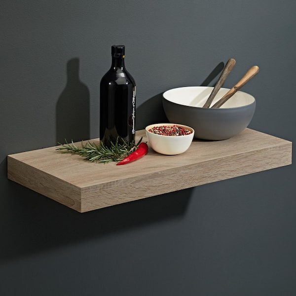 BIG BOY 45.3 in. x 9.8 in. x 2 in. Vintage Oak MDF Floating Decorative Wall Shelf with Brackets