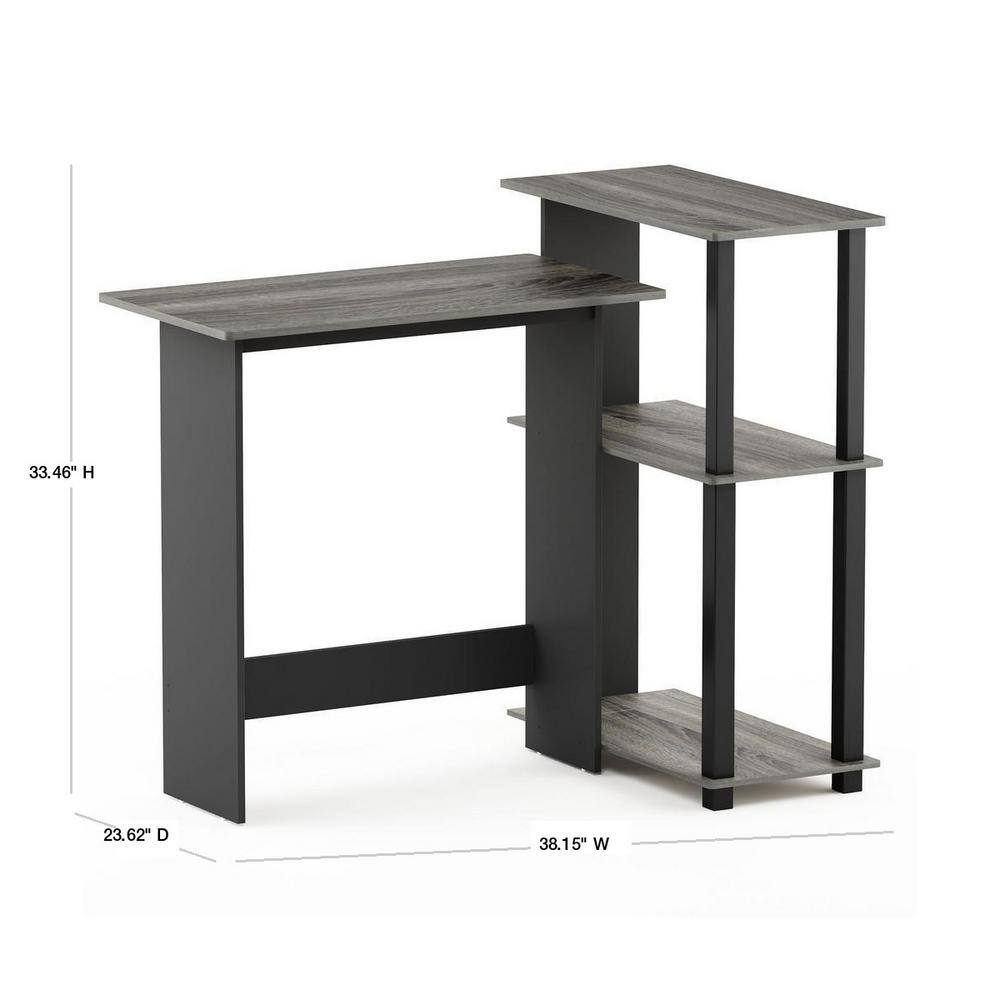 Abbott French Oak Grey Corner Computer Desk with Bookshelf