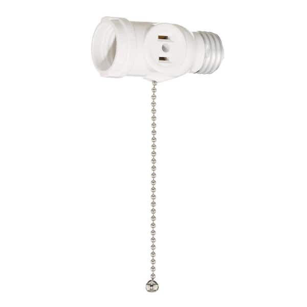 Dual Outlet Light Socket Adapter, with Pull Chain (3 Pk)