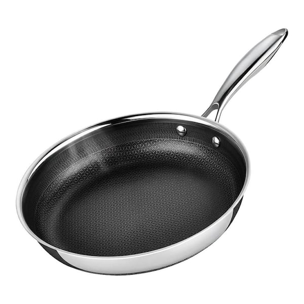 11 in Stainless Steel Ceramic Nonstick Frying Pan Induction Ready