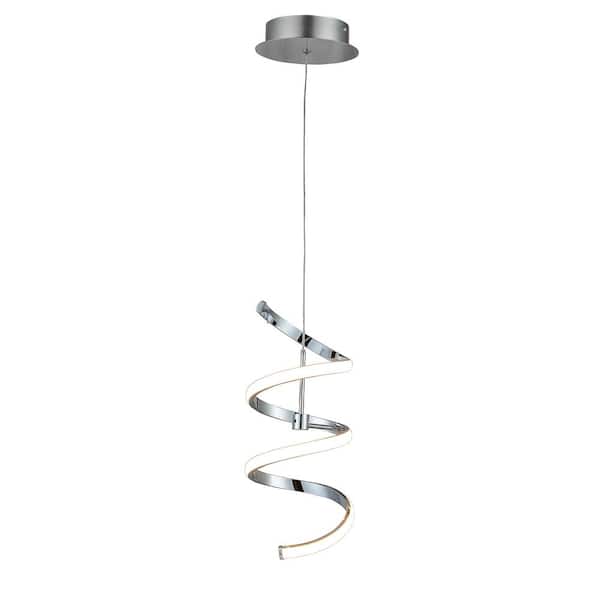 Unbranded 75-Watt Integrated LED Chrome Spiral Pendant