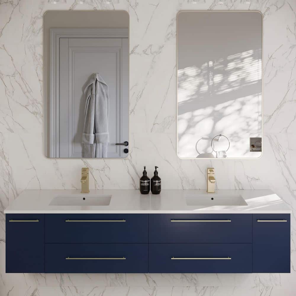 Lucera 72 in. Double Sink Wall Mount Floating Royal Blue Bath Vanity with White Quartz Top and Undermount Ceramic Sinks price history on PriceWatchPro