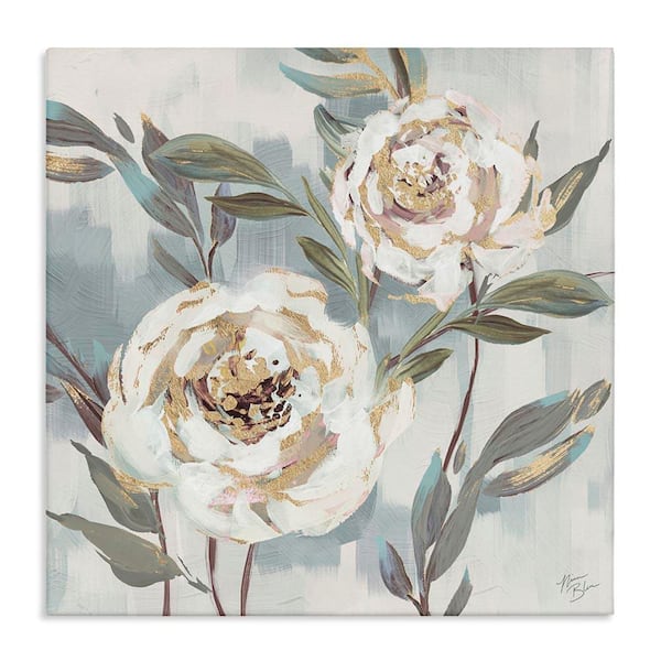Two Country Blossoms by Nina Blue Unframed Nature Graphic Art Print 24 in. x 24 in.