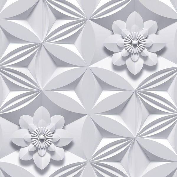 Graham & Brown Gray Wall Flower Wallpaper