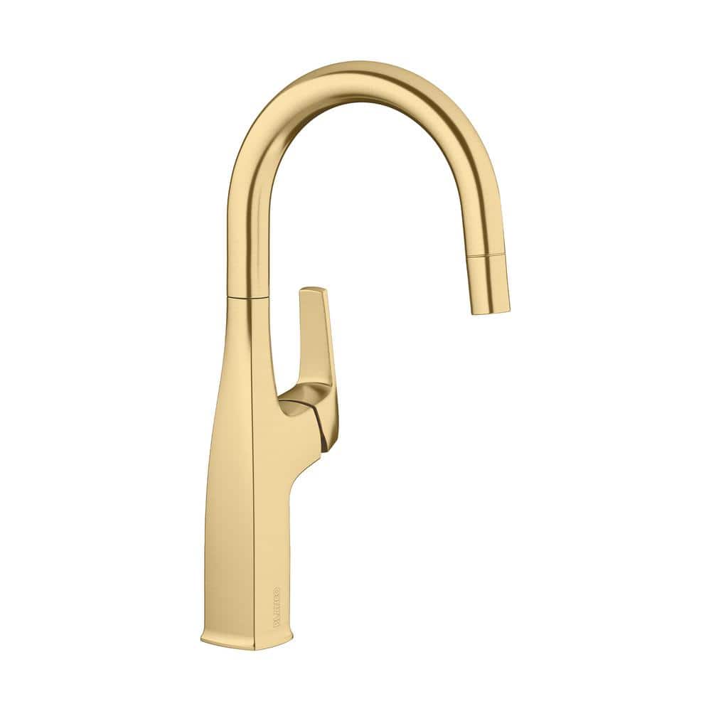 Rivana Single-Handle Pull-Down Bar Faucet in Satin Gold