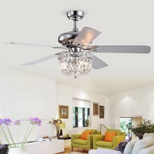 Galileo 52 in. Chrome Crystal Bowl Shade Ceiling Fan with Light Kit and Remote Control