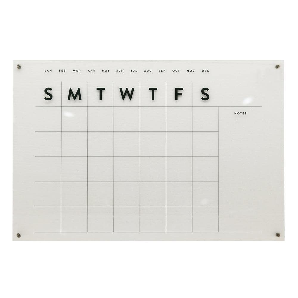 PARISLOFT 36 in. x 24 in. Clear Reusable Clear Acrylic Monthly