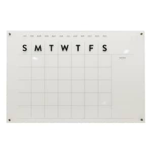 36 in. x 24 in. Clear Reusable Clear Acrylic Monthly Calendar Dry Erase Board