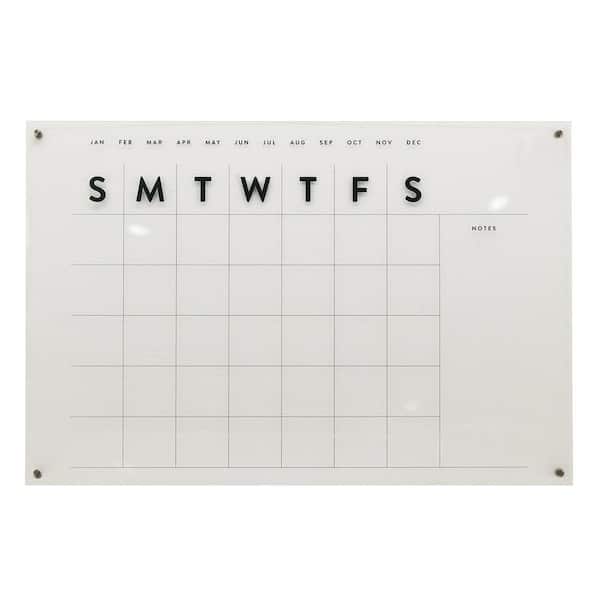 PARISLOFT 36 in. x 24 in. Clear Reusable Clear Acrylic Monthly Calendar Dry  Erase Board UH321 - The Home Depot