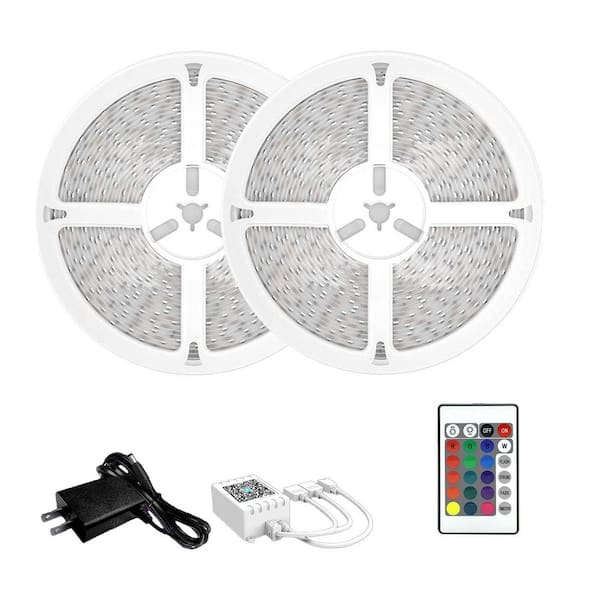 LED Strip Lights 0.79 in. RGB Color Changing Outdoor Lamp with Smart App and IR Remote Control for Room Decor