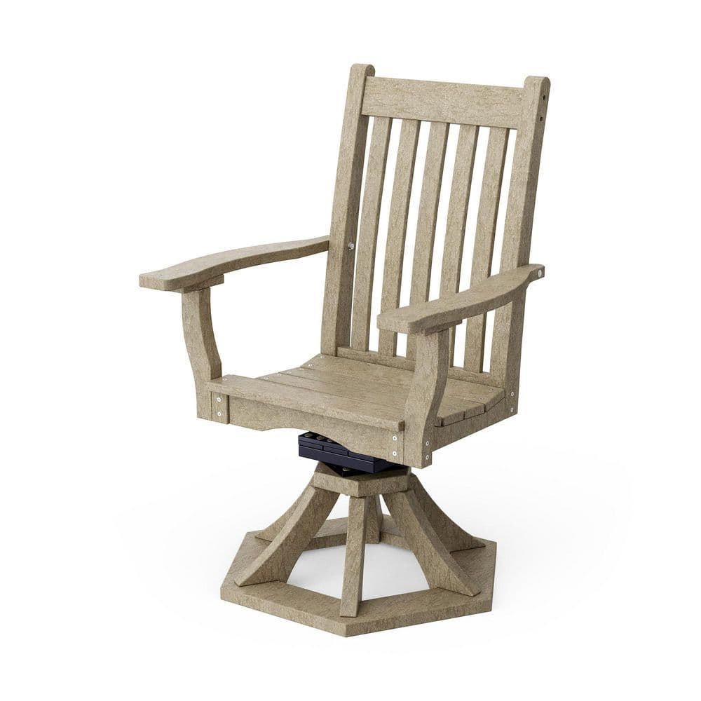 Classic Weathered Wood HDPE Plastic Outdoor Swivel Dining Arm Chair price history on PriceWatchPro
