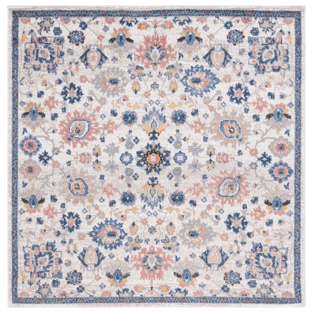 Astoria 7 ft. x 7 ft. Beige/Blue Floral Medallion Square Area Rug price history on PriceWatchPro