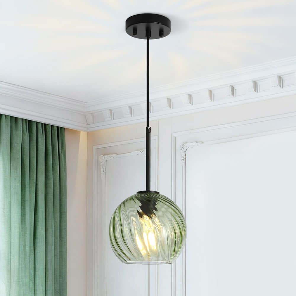 Jasslynn 60W 7.87 in. Adjustable Modern Island Pendant Light with Apple Green Globe Glass Shade for Living Dinning Room price history on PriceWatchPro