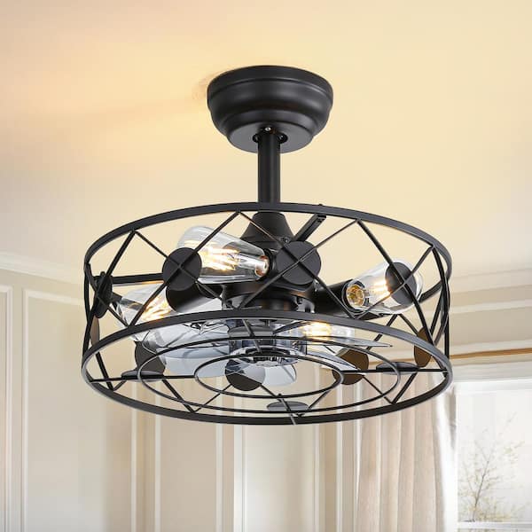 Breezary 16.5 in. Indoor Black Downrod Mounted Farmhouse Ceiling Fan with Light Kit and Remote Control Included