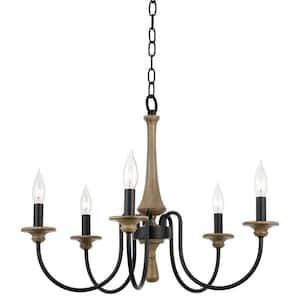 Sherbrooke 60-Watt 5-Light Black French Country Chandelier, No Bulb Included