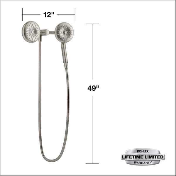 Freespin Bellerose 3-Spray Patterns 5.25 in. Wall Mount Dual Shower Heads in Vibrant Brushed Nickel