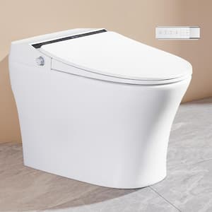 Elongated Smart Toilet Bidet 1-Piece 1.28 GPF in White w/Auto Flush, Heated Seat, Air Drying, Remote Control,LED Display