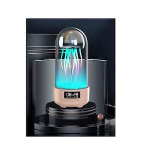 5.36 in. Pink Jellyfish Aquarium Integrated LED Bubble Table Lamp for Living Room with Bluetooth Speaker