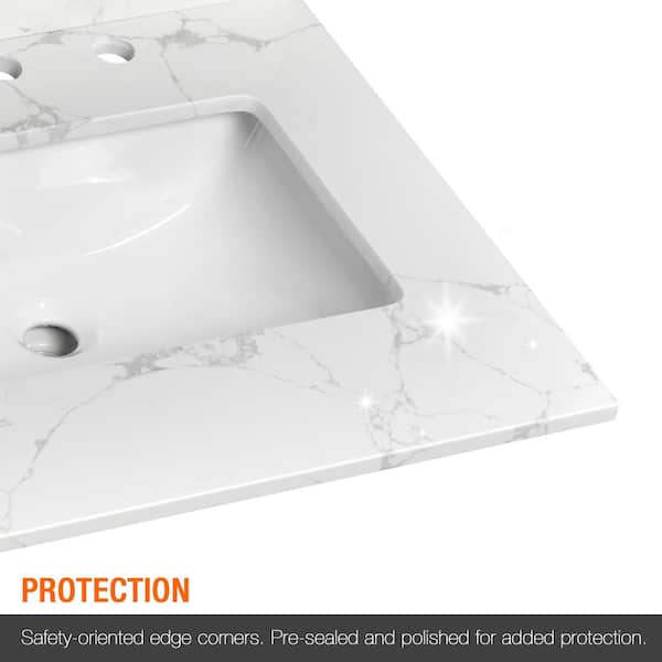 PROOX 48 in. W x 22 in. D Engineered Stone Composite White