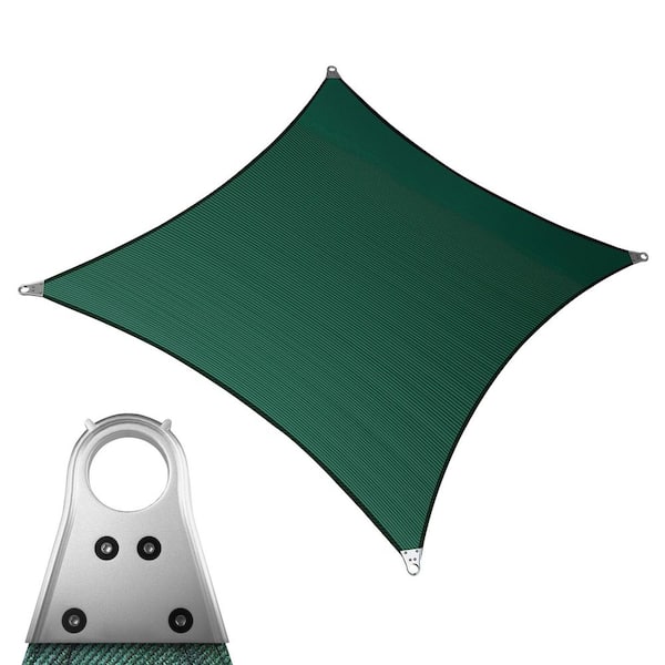 Super Ring 24 ft. x 24 ft. Sun Shade Sail with Winch Kits-Green