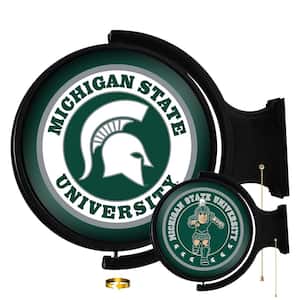 Michigan State Spartans: Double-Sided Original "Pub Style" Round Rotating Lighted Wall Sign (23"L x 21"W x 5"H)