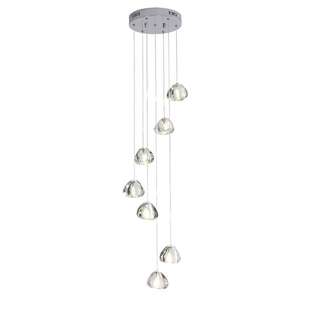 7-Light Crystal Shade LED Chandelier Pendant Light for Stair Kitchen Chrome Base Hanging Lamp price history on PriceWatchPro