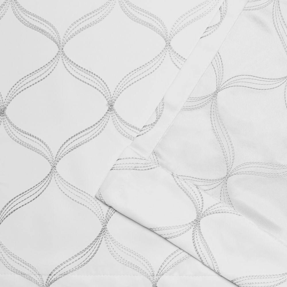 White Embroidered Blackout Grommet Curtain Panels, 52" x 63"