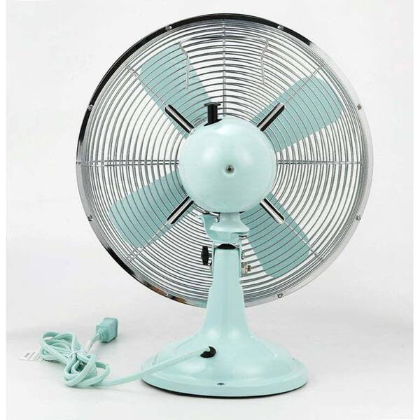 Aoibox 12 in. Retro 3 Fan Speeds Metal Desk Fan in Blue for 