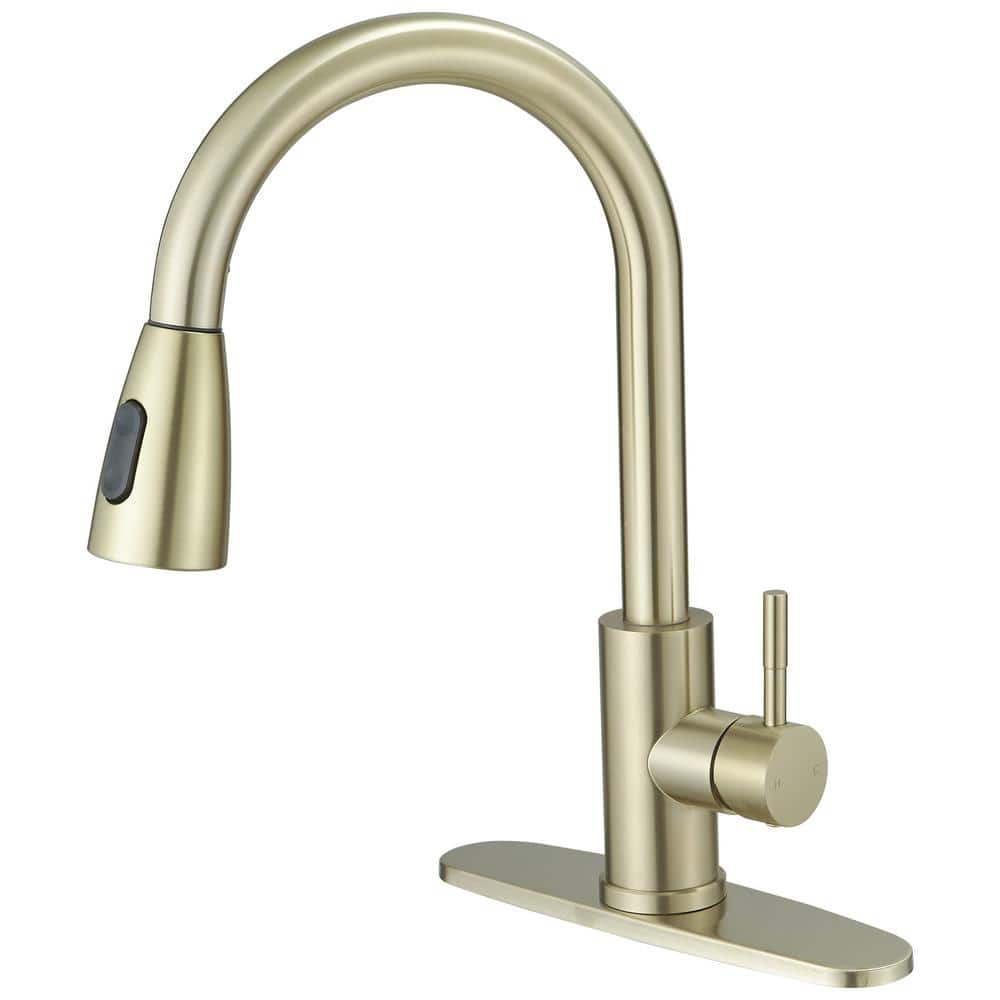 Single Handle Pull Down Sprayer Kitchen Faucet Commercial Kitchen Sink Faucets for RV, Laundry in Brushed Gold price history on PriceWatchPro