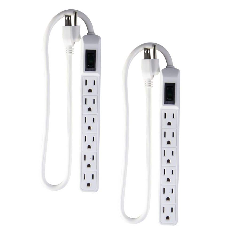 (G-16103MIN-2) 2 ft. 14/3 6 Outlet Indoor Surge Protector, White, 2 PACK price history on PriceWatchPro