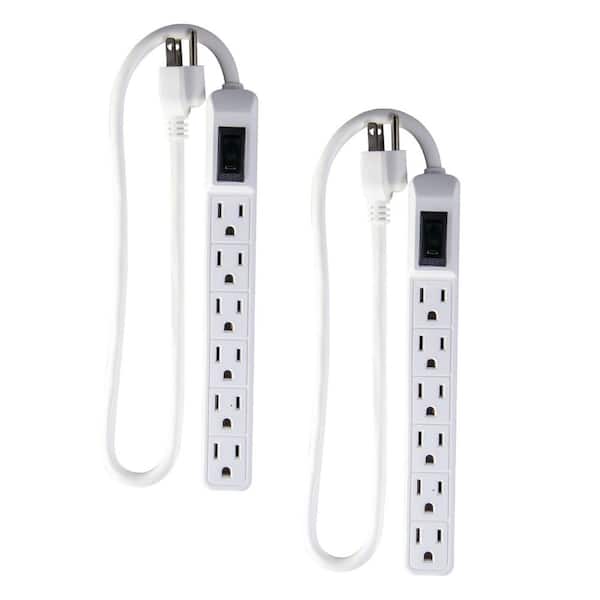 GoGreen Power (G-16103MIN-2) 2 ft. 14/3 6 Outlet Indoor Surge Protector, White, 2 PACK