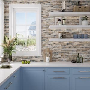 Blue Beige 11.5 in. x 11.5 in. Matte Finished Subway Recycled Glass Mosaic Tile (9.18 sq. ft./Case)