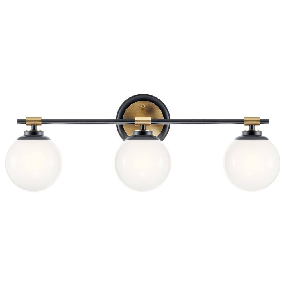 Benno Black and Bronze 3-Light Vanity with Opal Glass
