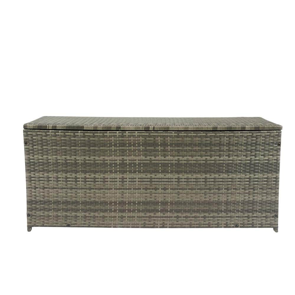 Outdoor 113 gal. Wicker Patio Storage Deck Boxes with Lid, Grey
