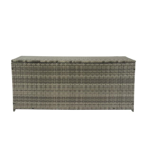 Unbranded Outdoor 113 gal. Wicker Patio Storage Deck Boxes with Lid, Grey