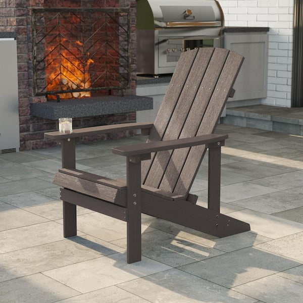 Coffee Weather Resistant HIPS Plastic Adirondack Chair for Outdoors (1-Pack)