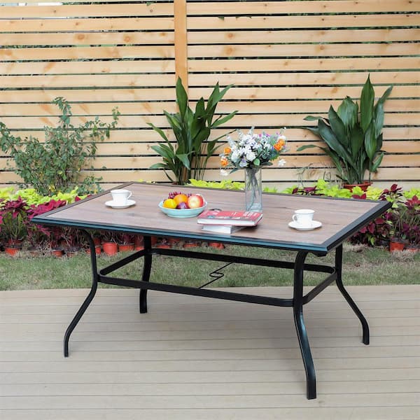 wood look aluminum patio table