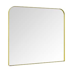 Decole 40 in. W x 34 in. H Large Rectangular Metal Framed Wall Mounted Bathroom Vanity Mirror in Brushed Gold