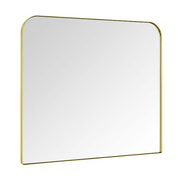 TEHOME Decole 40 in. W x 34 in. H Large Rectangular Metal Framed Wall Mounted Bathroom Vanity Mirror in Brushed Gold